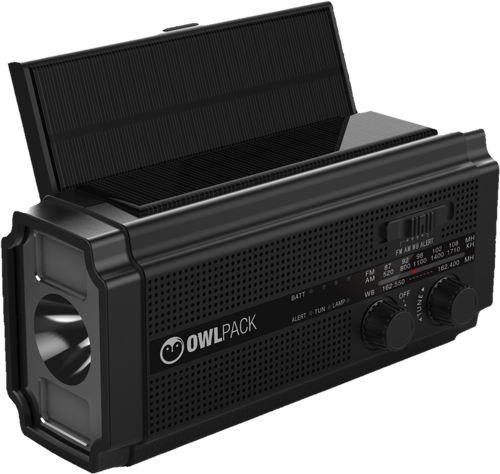 OwlPack är en kraftfull nödradio med vevladdning, solceller och powerbank